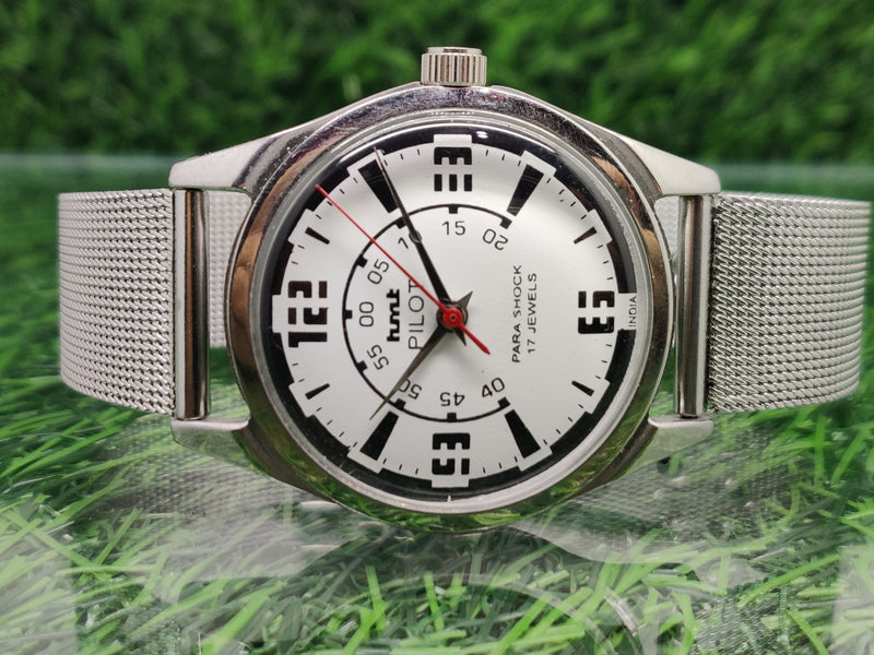 Hmt Pilot Mechanical Handwinding Movement stainless Steel Para Shock 17 Jewels Analog Dial Wrist Watch For Men