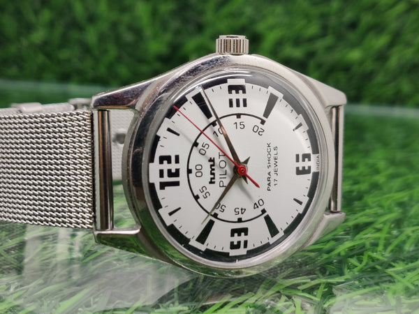 Hmt Pilot Mechanical Handwinding Movement stainless Steel Para Shock 17 Jewels Analog Dial Wrist Watch For Men