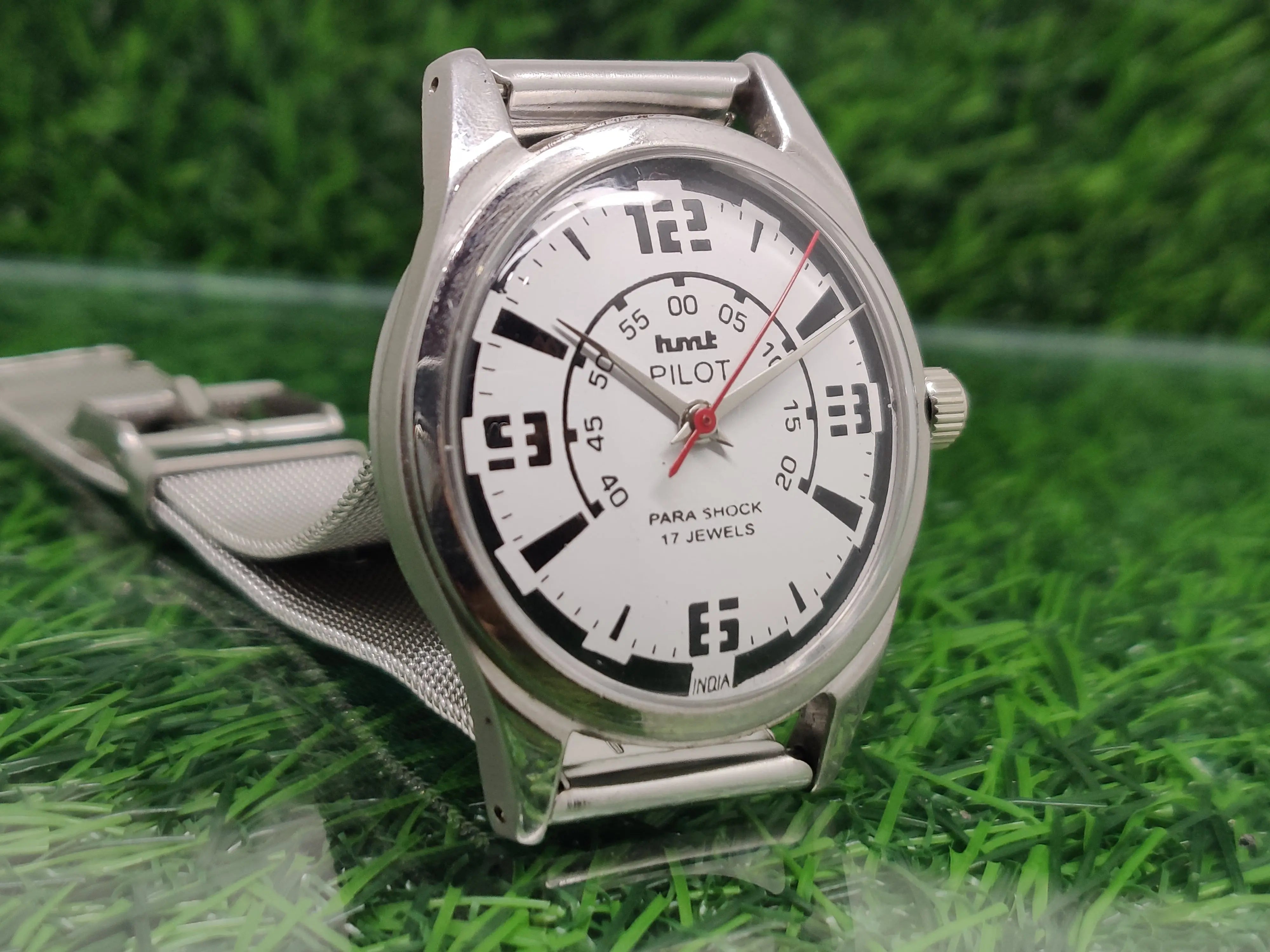 Hmt Pilot Mechanical Handwinding Movement stainless Steel Para Shock 17 Jewels Analog Dial Wrist Watch For Men National Watches