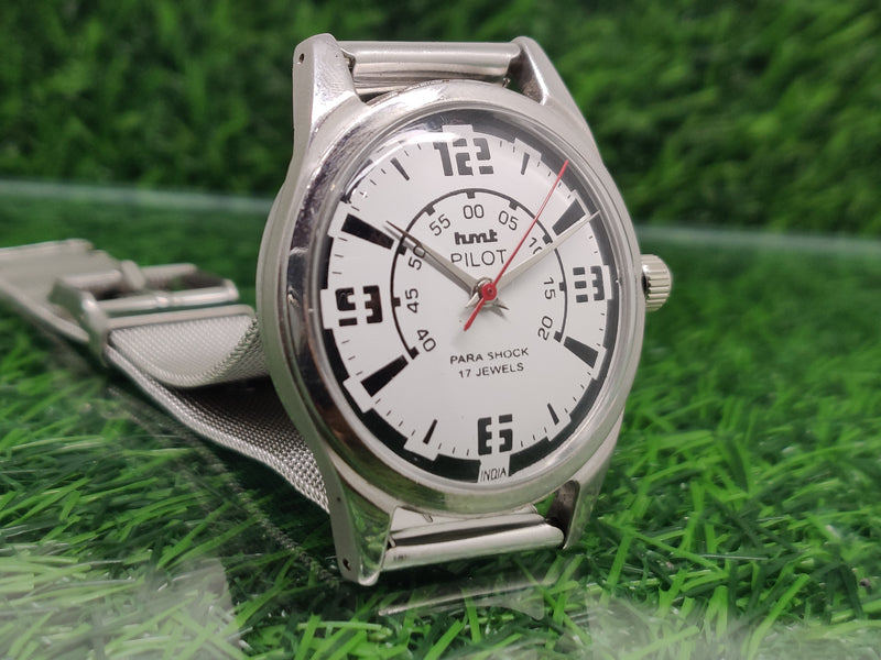 Hmt Pilot Mechanical Handwinding Movement stainless Steel Para Shock 17 Jewels Analog Dial Wrist Watch For Men
