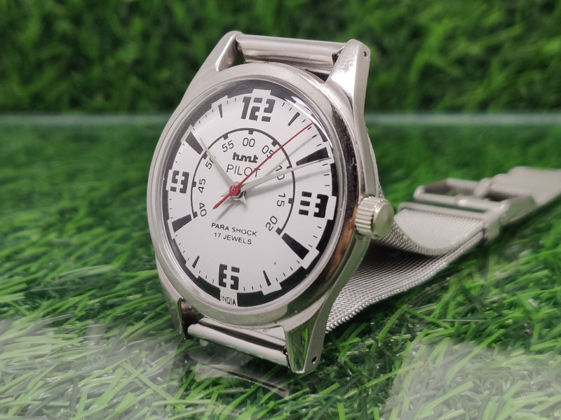 Hmt Pilot Mechanical Handwinding Movement stainless Steel Para Shock 17 Jewels Analog Dial Wrist Watch For Men