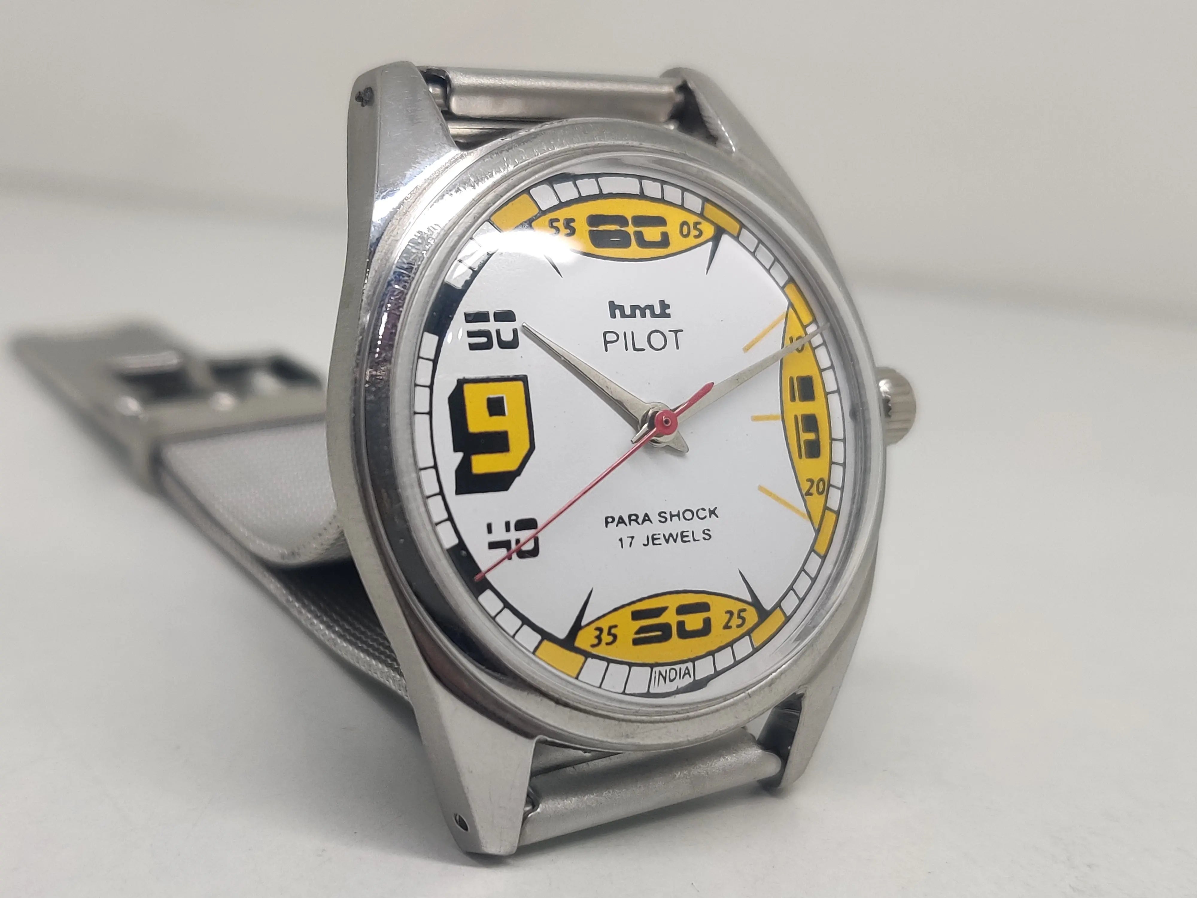 Hmt Pilot Mechanical Handwinding Movement stainless Steel Para Shock 17 Jewels Analog Dial Wrist Watch For Men National Watches