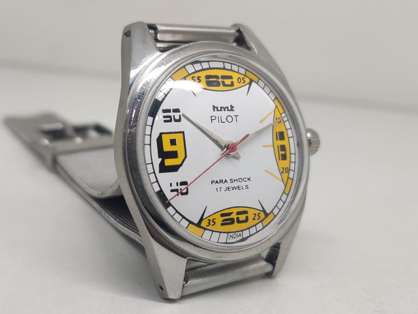 Hmt Pilot Mechanical Handwinding Movement stainless Steel Para Shock 17 Jewels Analog Dial Wrist Watch For Men