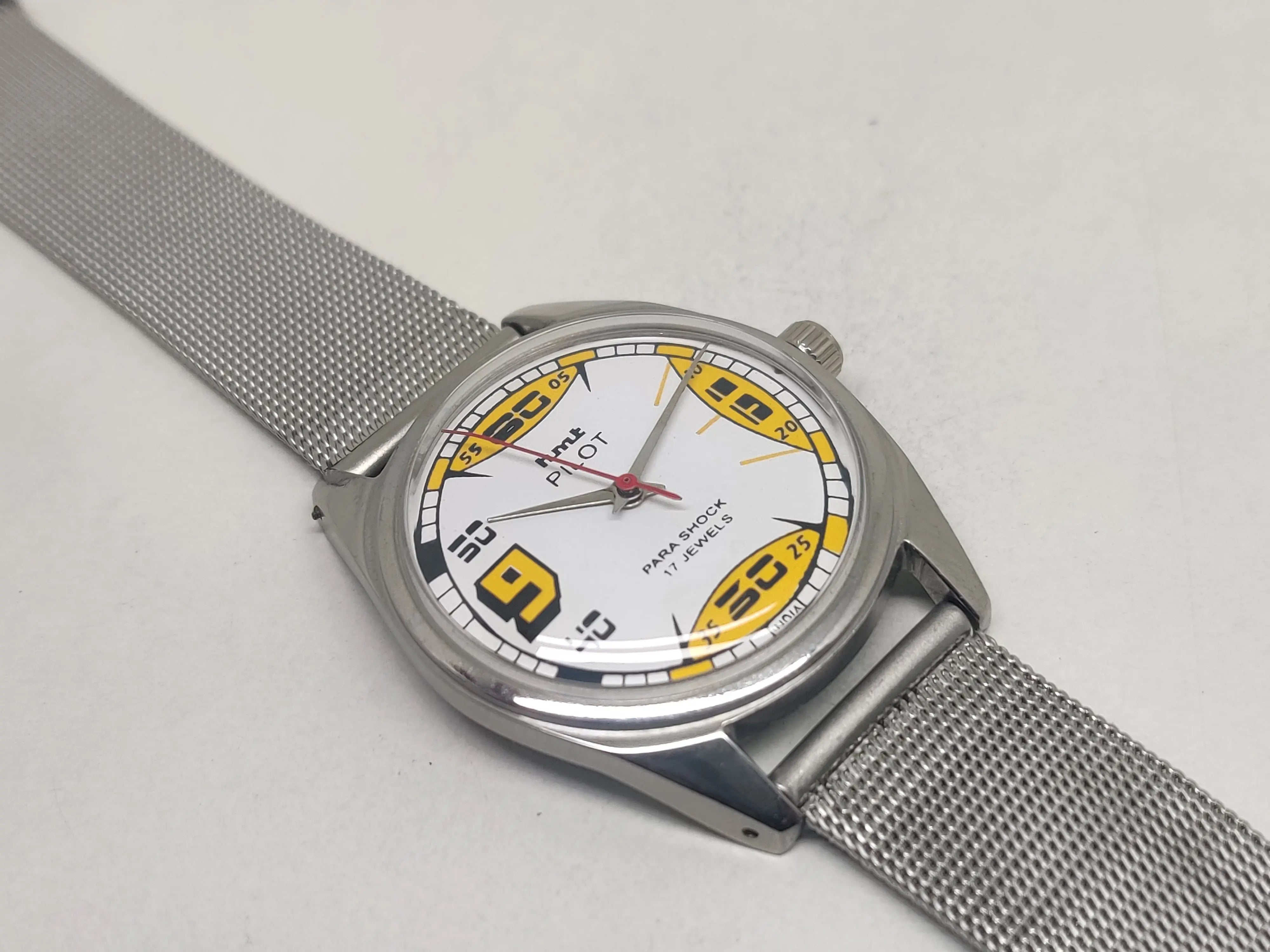 Hmt Pilot Mechanical Handwinding Movement stainless Steel Para Shock 17 Jewels Analog Dial Wrist Watch For Men National Watches