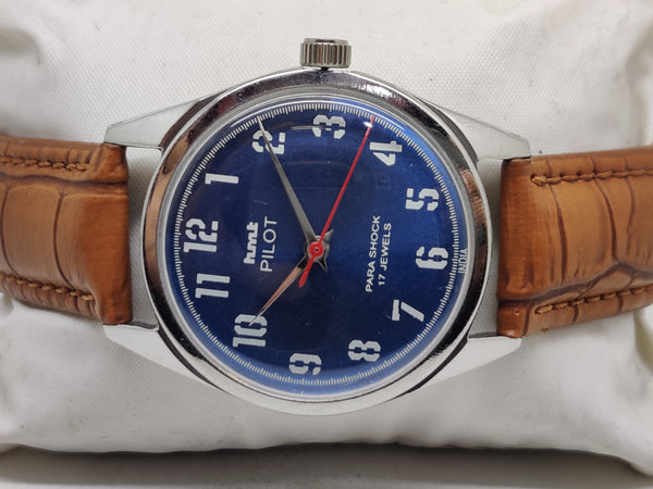 Hmt Pilot Mechanical Handwinding Movement stainless Steel Para Shock 17 Jewels Analog Dial Wrist Watch For Men