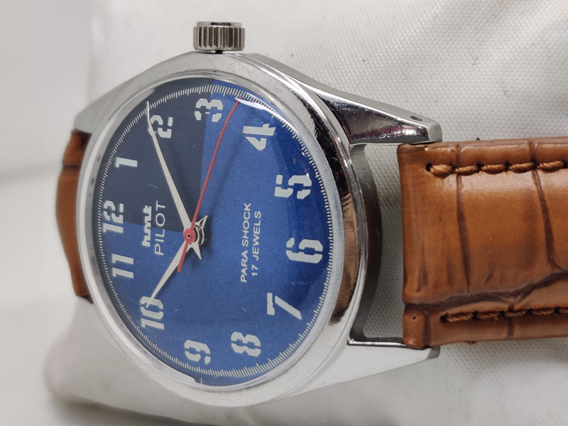 Hmt Pilot Mechanical Handwinding Movement stainless Steel Para Shock 17 Jewels Analog Dial Wrist Watch For Men