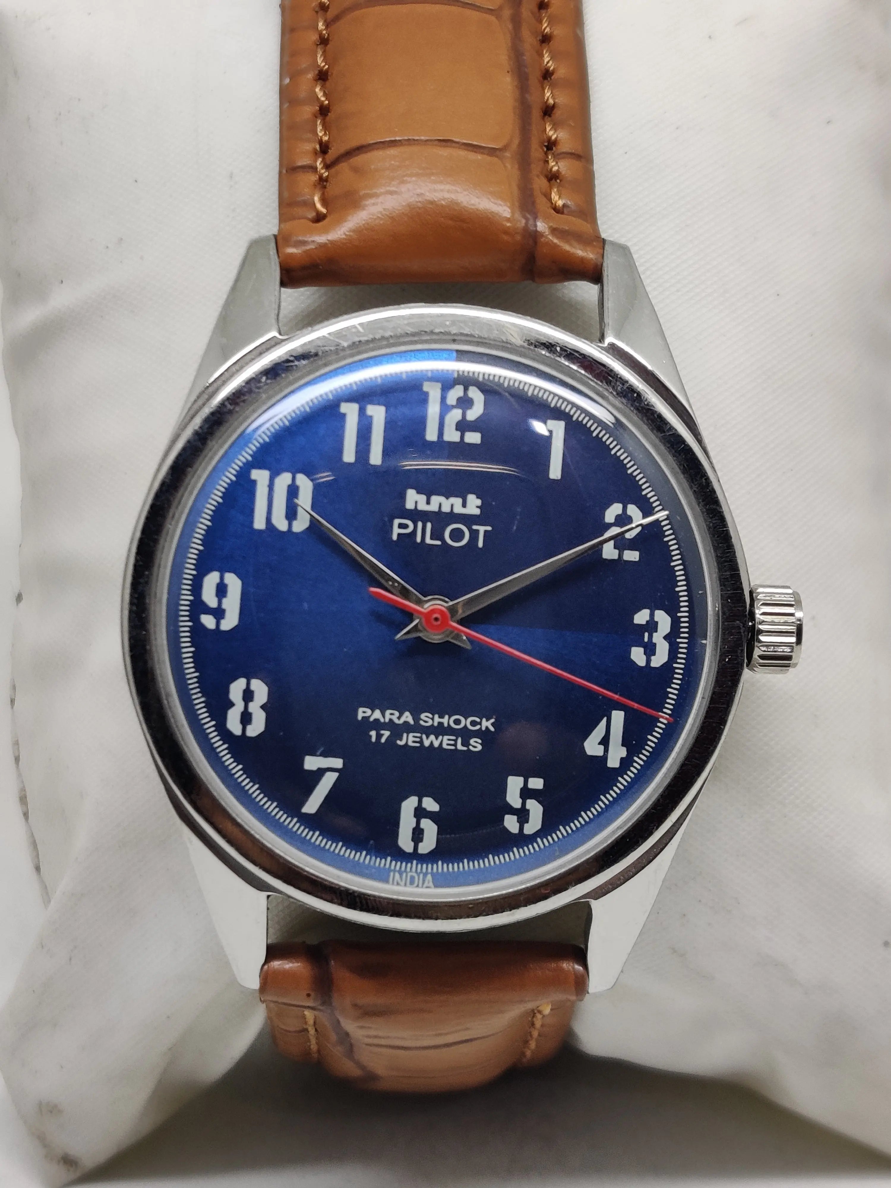 Hmt Pilot Mechanical Handwinding Movement stainless Steel Para Shock 17 Jewels Analog Dial Wrist Watch For Men National Watches