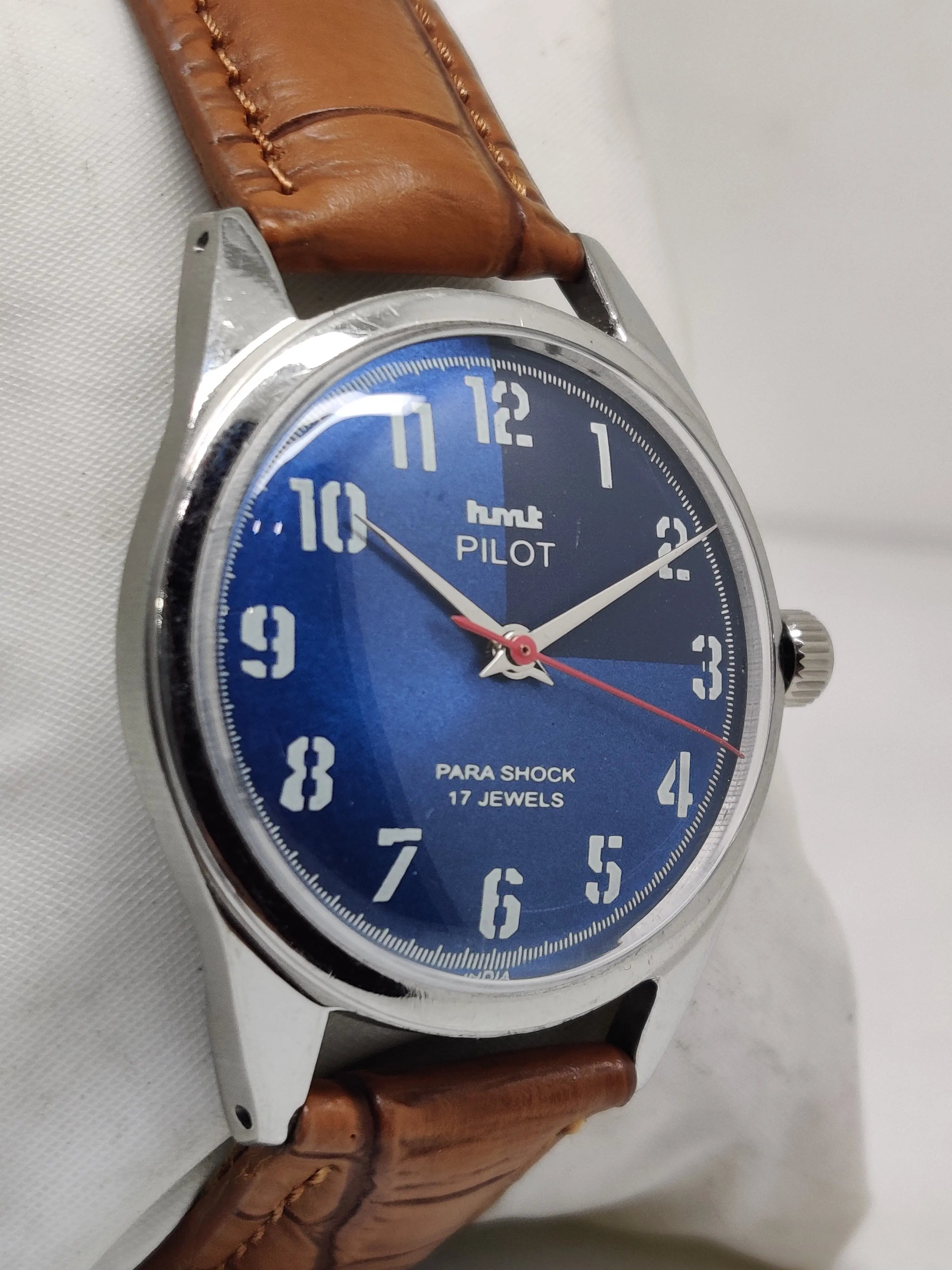 Hmt Pilot Mechanical Handwinding Movement stainless Steel Para Shock 17 Jewels Analog Dial Wrist Watch For Men National Watches