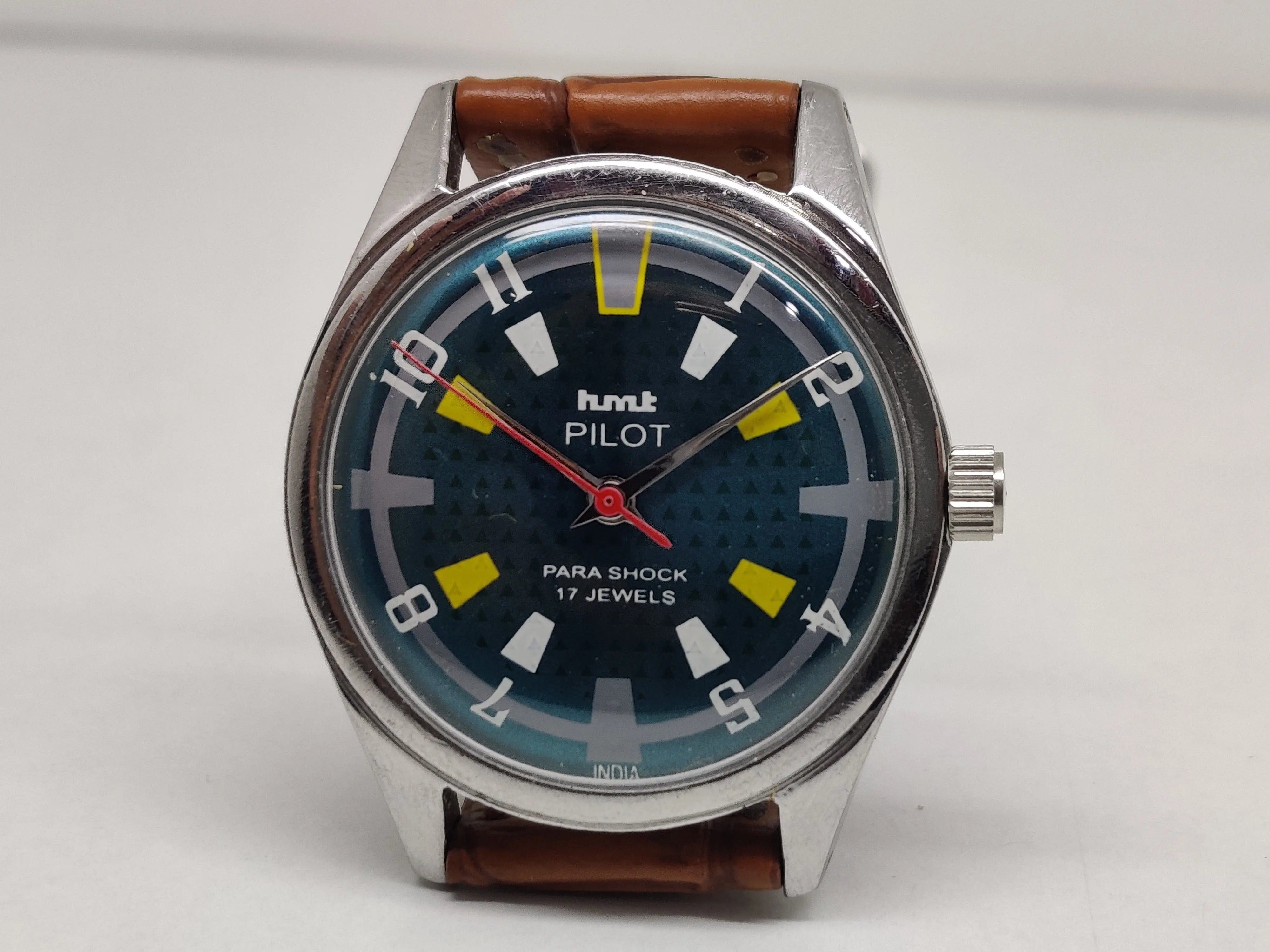 Hmt Pilot Mechanical Handwinding Movement stainless Steel Para Shock 17 Jewels Analog Dial Wrist Watch For Men National Watches