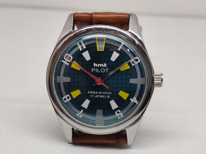 Hmt Pilot Mechanical Handwinding Movement stainless Steel Para Shock 17 Jewels Analog Dial Wrist Watch For Men
