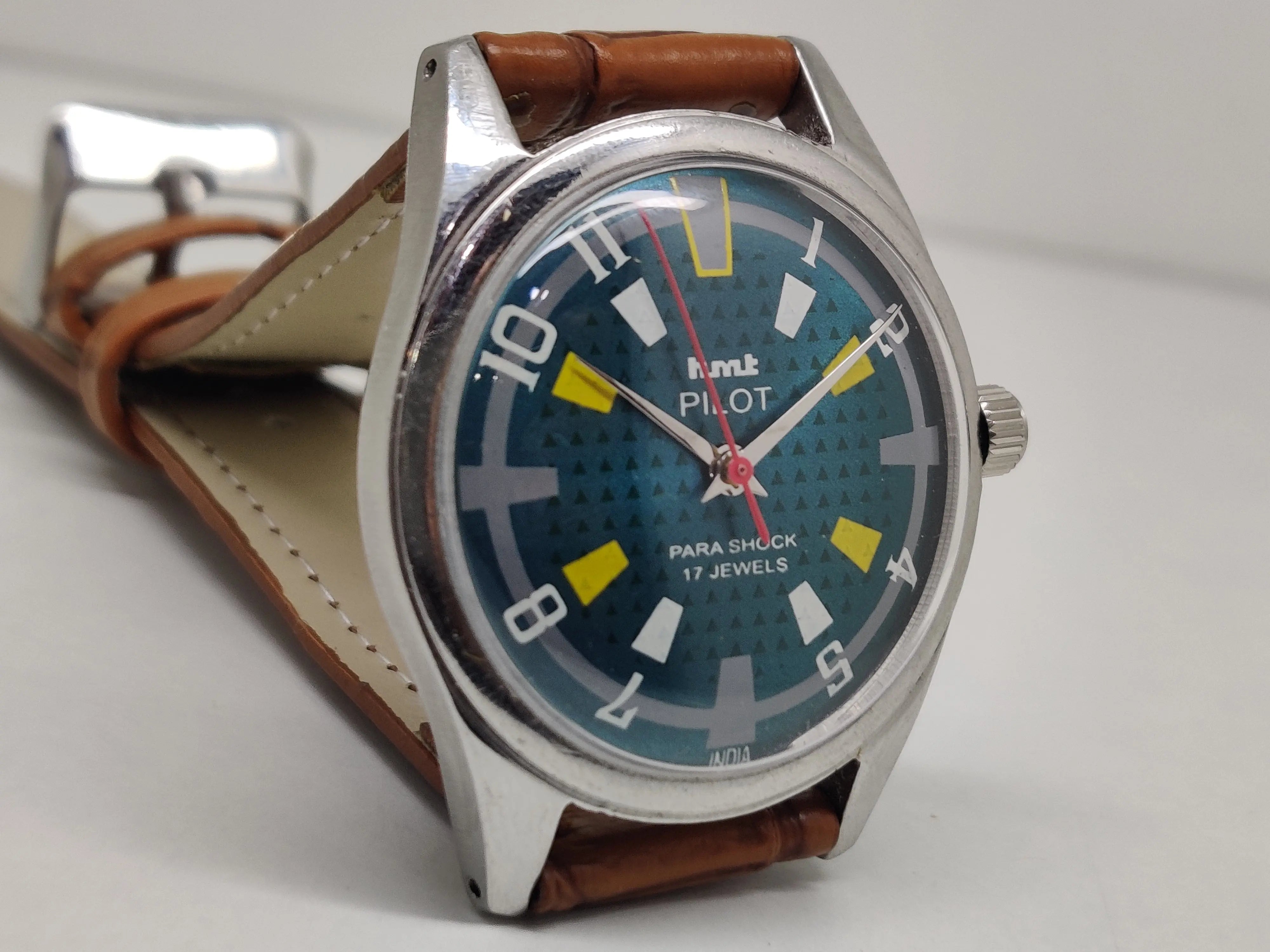 Hmt Pilot Mechanical Handwinding Movement stainless Steel Para Shock 17 Jewels Analog Dial Wrist Watch For Men National Watches