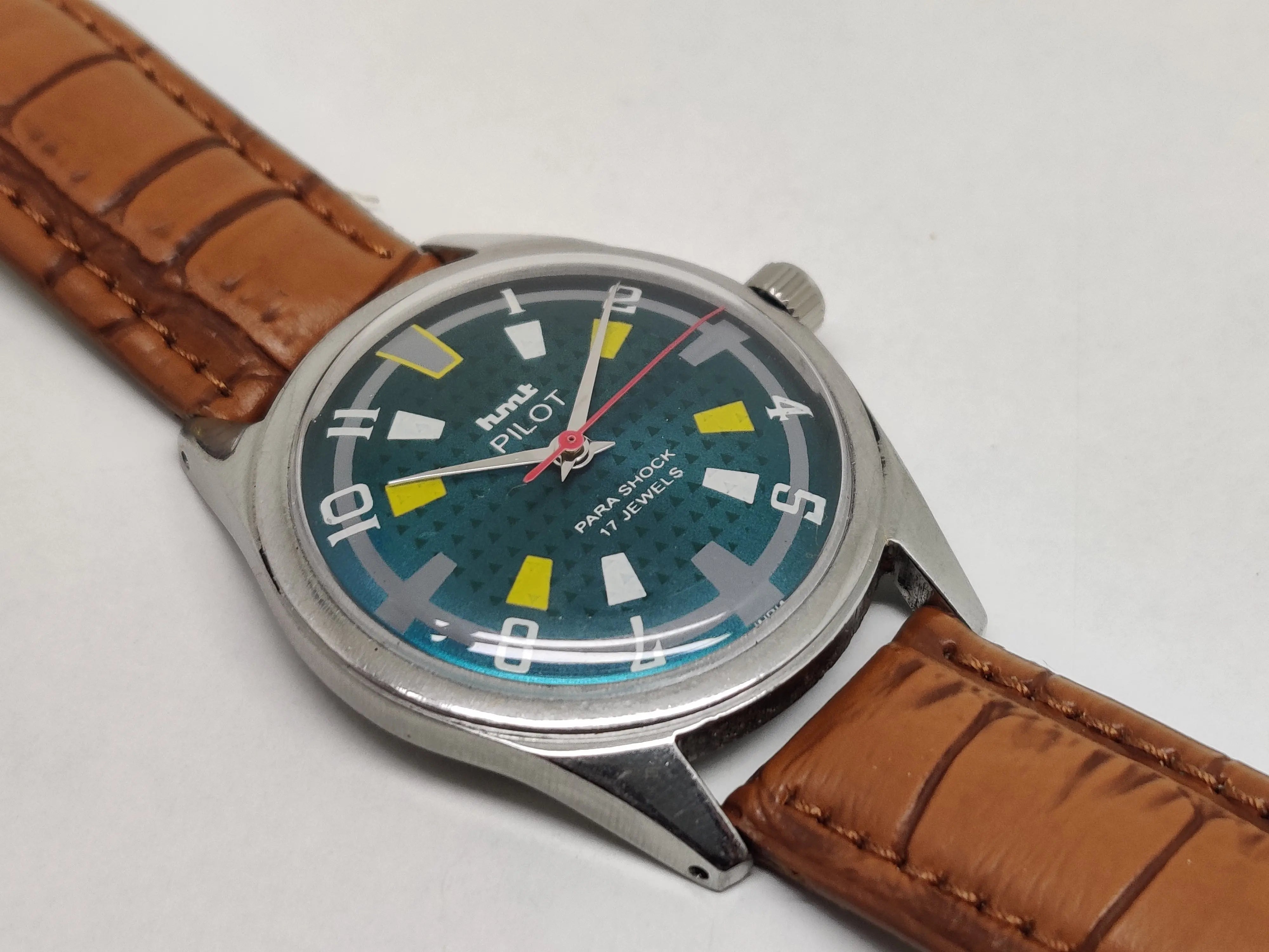 Hmt Pilot Mechanical Handwinding Movement stainless Steel Para Shock 17 Jewels Analog Dial Wrist Watch For Men National Watches