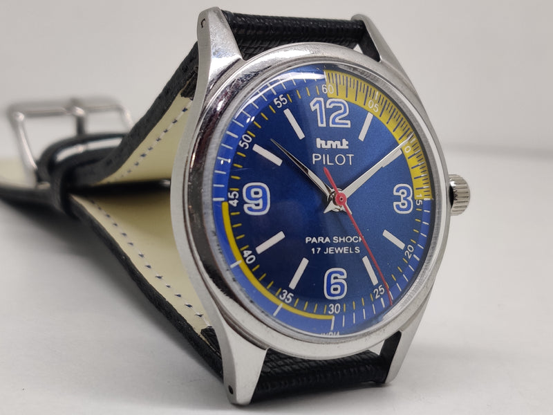 Hmt Pilot Mechanical Handwinding Movement stainless Steel Para Shock 17 Jewels Analog Dial Wrist Watch For Men