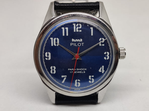 Hmt Pilot Mechanical Handwinding Movement stainless Steel Para Shock 17 Jewels Analog Dial Wrist Watch For Men