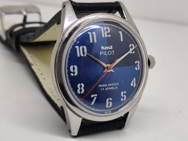 Hmt Pilot Mechanical Handwinding Movement stainless Steel Para Shock 17 Jewels Analog Dial Wrist Watch For Men