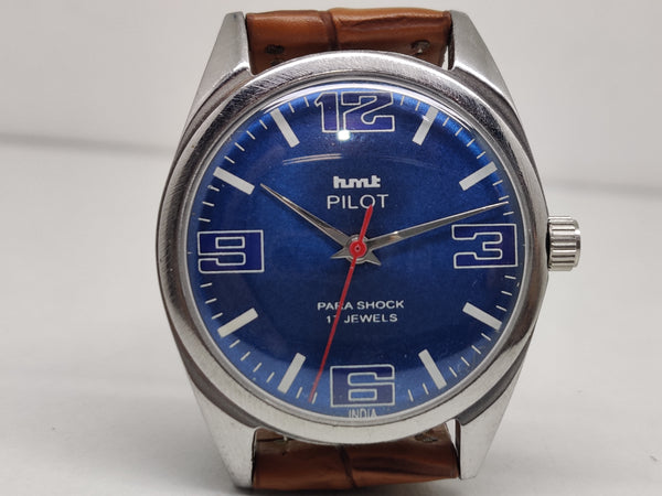 Hmt Pilot Mechanical Handwinding Movement stainless Steel Para Shock 17 Jewels Analog Dial Wrist Watch For Men