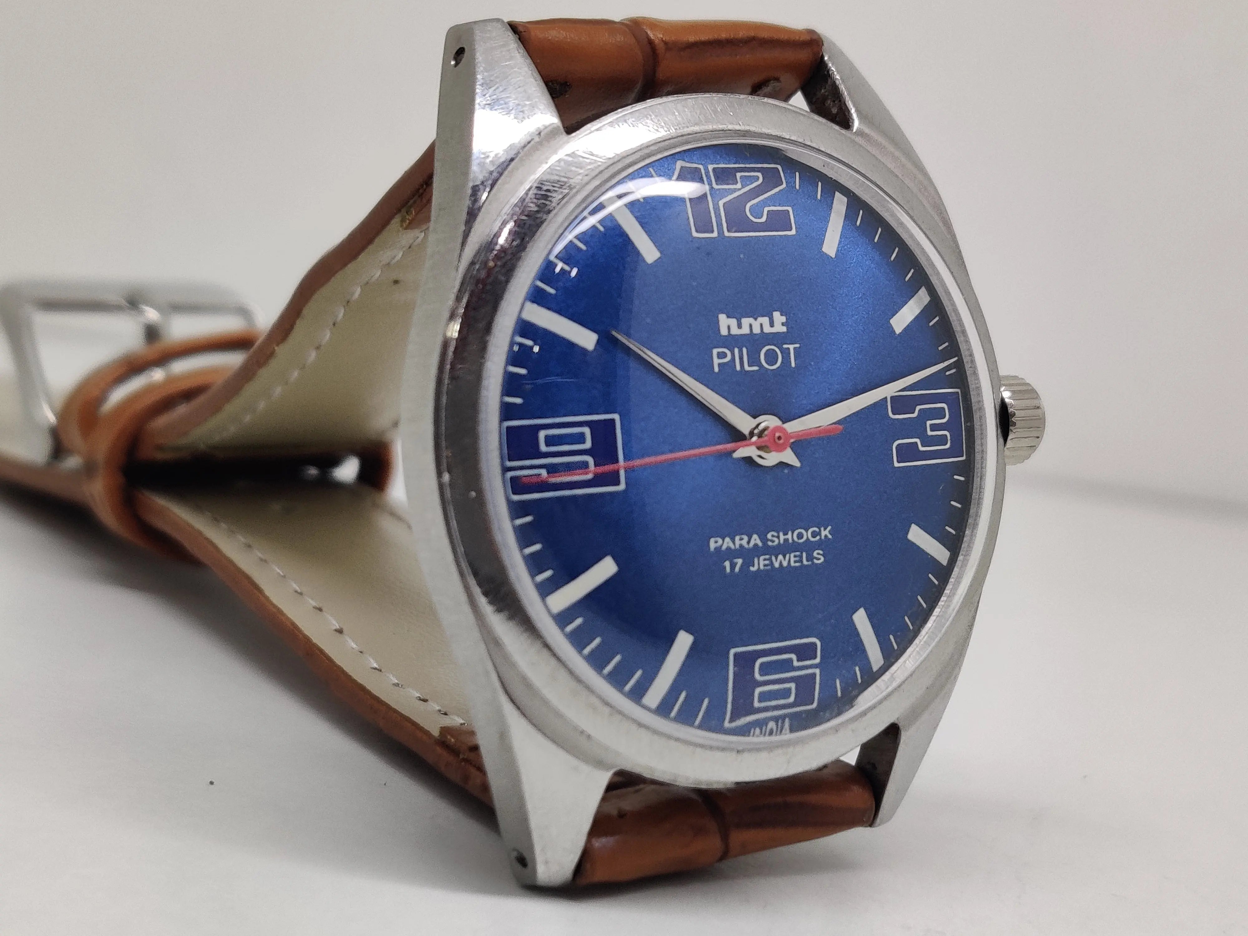 Hmt Pilot Mechanical Handwinding Movement stainless Steel Para Shock 17 Jewels Analog Dial Wrist Watch For Men National Watches