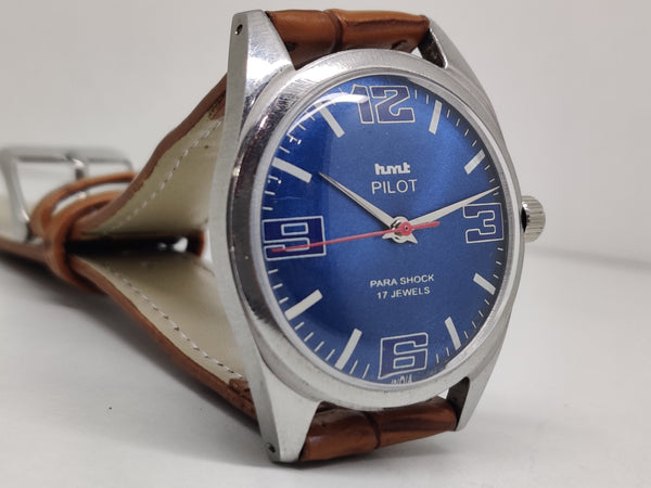 Hmt Pilot Mechanical Handwinding Movement stainless Steel Para Shock 17 Jewels Analog Dial Wrist Watch For Men