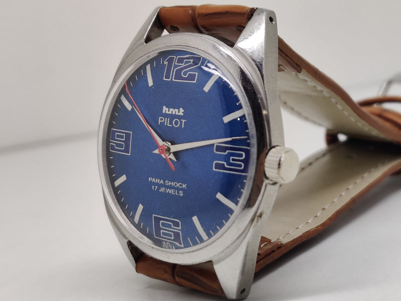 Hmt Pilot Mechanical Handwinding Movement stainless Steel Para Shock 17 Jewels Analog Dial Wrist Watch For Men