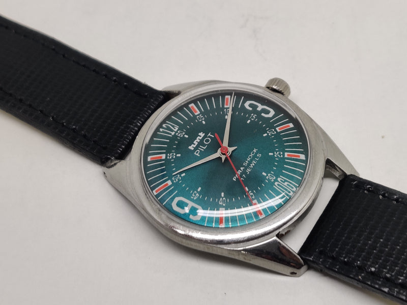 Hmt Pilot Mechanical Handwinding Movement stainless Steel Para Shock 17 Jewels Analog Dial Wrist Watch For Men