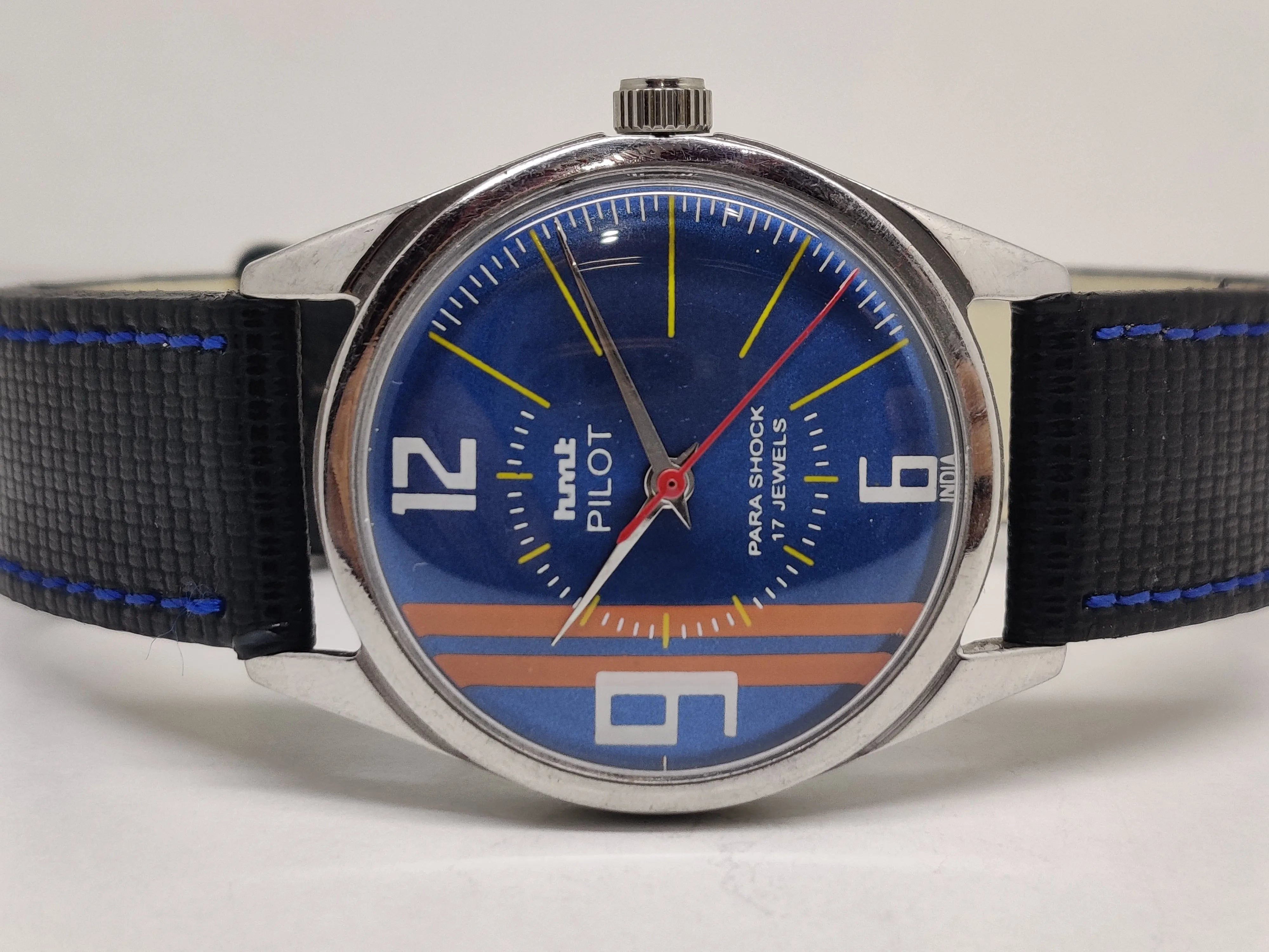 Hmt Pilot Mechanical Handwinding Movement stainless Steel Para Shock 17 Jewels Analog Dial Wrist Watch For Men National Watches