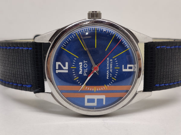 Hmt Pilot Mechanical Handwinding Movement stainless Steel Para Shock 17 Jewels Analog Dial Wrist Watch For Men