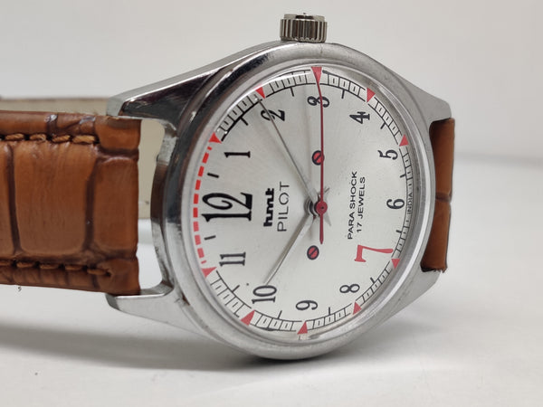 Hmt Pilot Mechanical Handwinding Movement stainless Steel Para Shock 17 Jewels Analog Dial Wrist Watch For Men