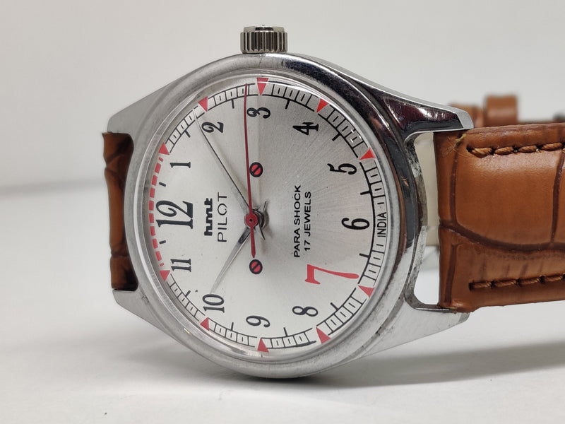 Hmt Pilot Mechanical Handwinding Movement stainless Steel Para Shock 17 Jewels Analog Dial Wrist Watch For Men