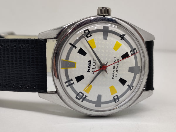 Hmt Pilot Mechanical Handwinding Movement stainless Steel Para Shock 17 Jewels Analog Dial Wrist Watch For Men