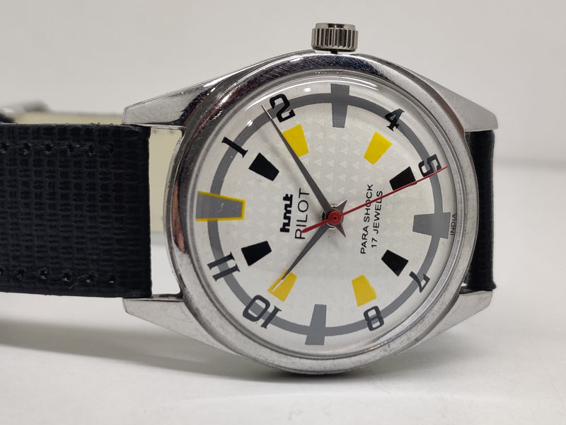 Hmt Pilot Mechanical Handwinding Movement stainless Steel Para Shock 17 Jewels Analog Dial Wrist Watch For Men