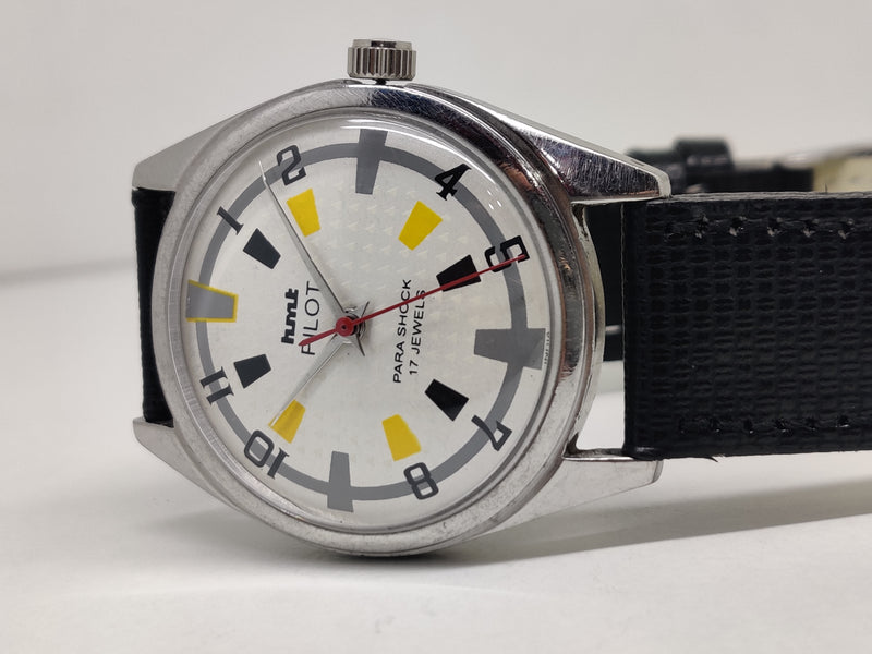 Hmt Pilot Mechanical Handwinding Movement stainless Steel Para Shock 17 Jewels Analog Dial Wrist Watch For Men