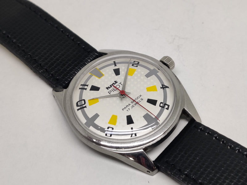 Hmt Pilot Mechanical Handwinding Movement stainless Steel Para Shock 17 Jewels Analog Dial Wrist Watch For Men