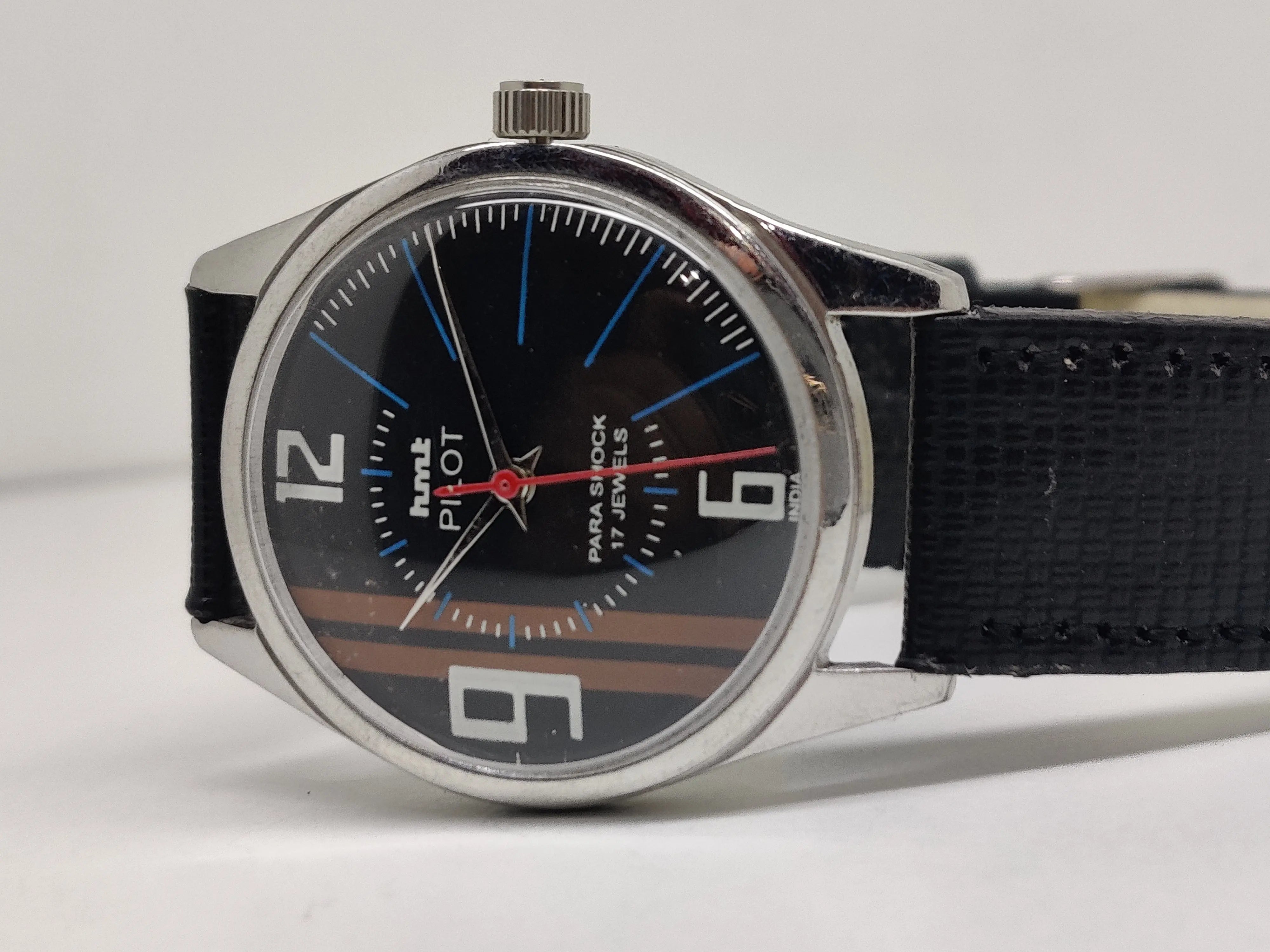 Hmt Pilot Mechanical Handwinding Movement stainless Steel Para Shock 17 Jewels Analog Dial Wrist Watch For Men National Watches
