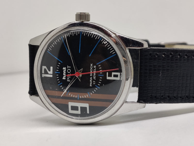 Hmt Pilot Mechanical Handwinding Movement stainless Steel Para Shock 17 Jewels Analog Dial Wrist Watch For Men