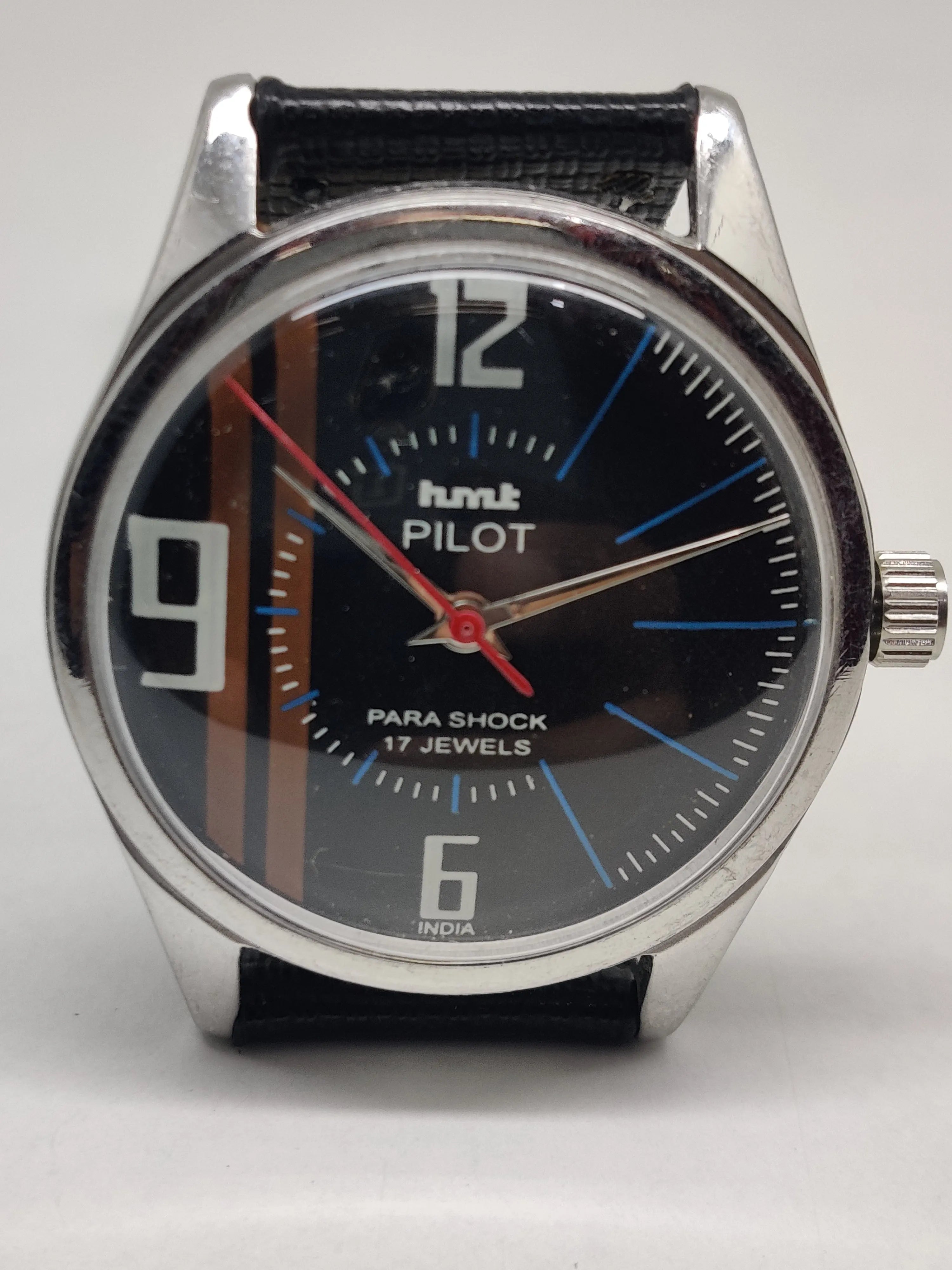 Hmt Pilot Mechanical Handwinding Movement stainless Steel Para Shock 17 Jewels Analog Dial Wrist Watch For Men National Watches