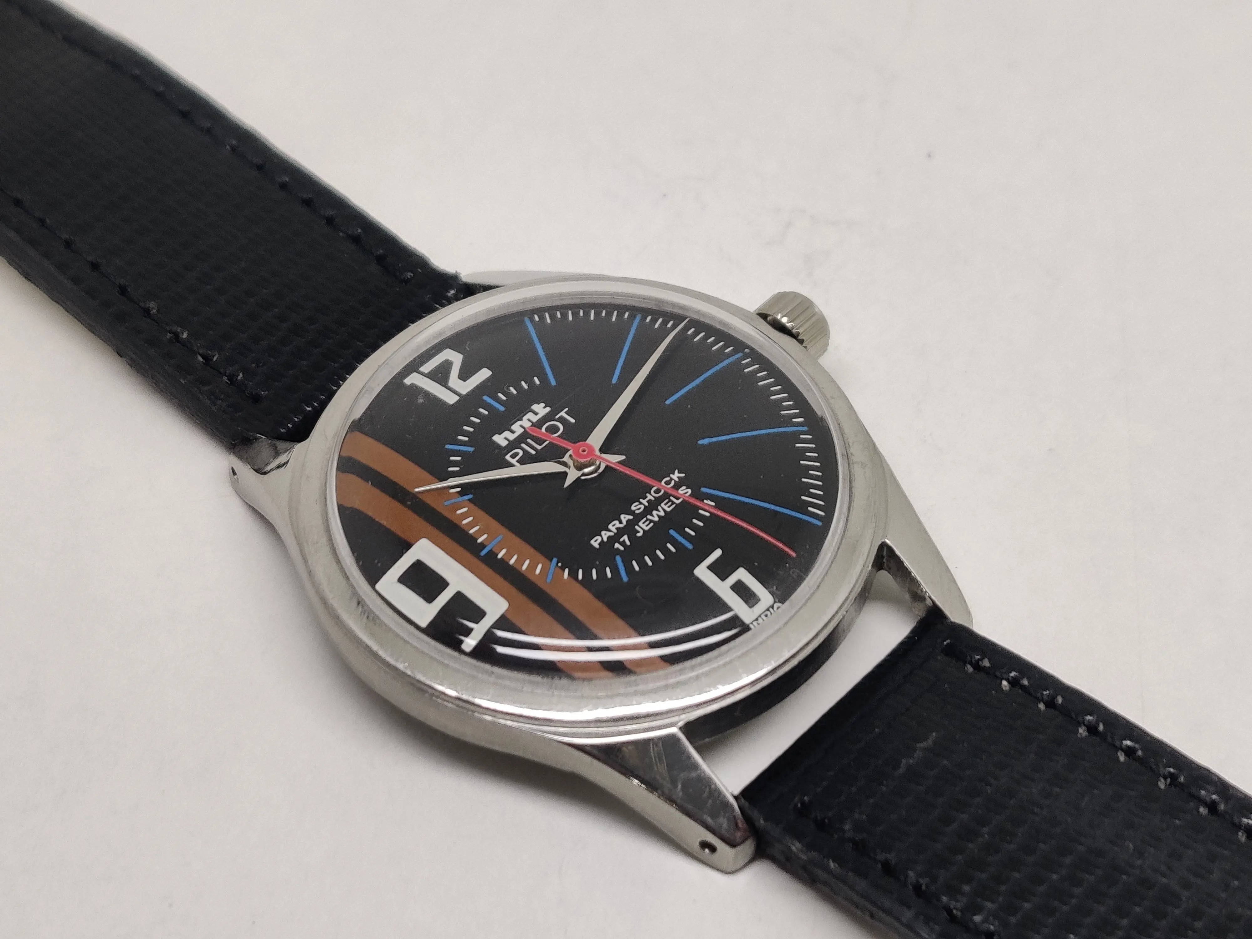 Hmt Pilot Mechanical Handwinding Movement stainless Steel Para Shock 17 Jewels Analog Dial Wrist Watch For Men National Watches