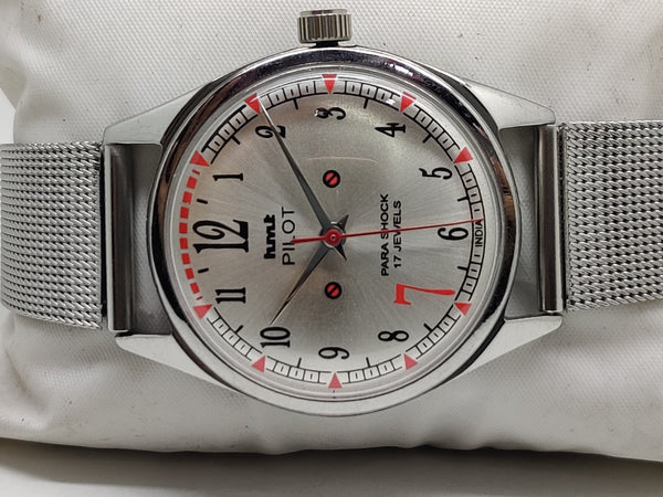 Hmt Pilot Mechanical Handwinding Movement stainless Steel Para Shock 17 Jewels Analog Dial Wrist Watch For Men