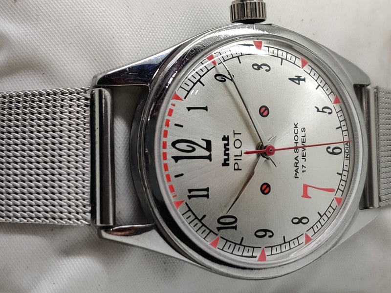 Hmt Pilot Mechanical Handwinding Movement stainless Steel Para Shock 17 Jewels Analog Dial Wrist Watch For Men