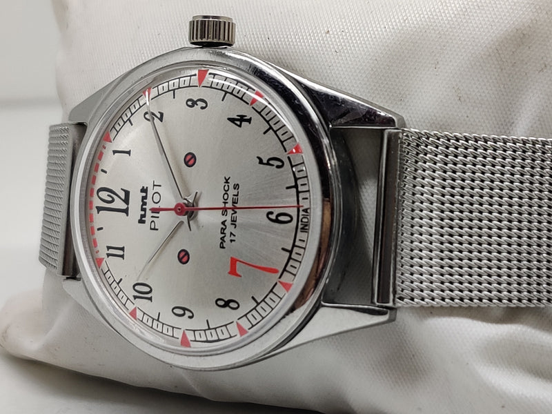 Hmt Pilot Mechanical Handwinding Movement stainless Steel Para Shock 17 Jewels Analog Dial Wrist Watch For Men