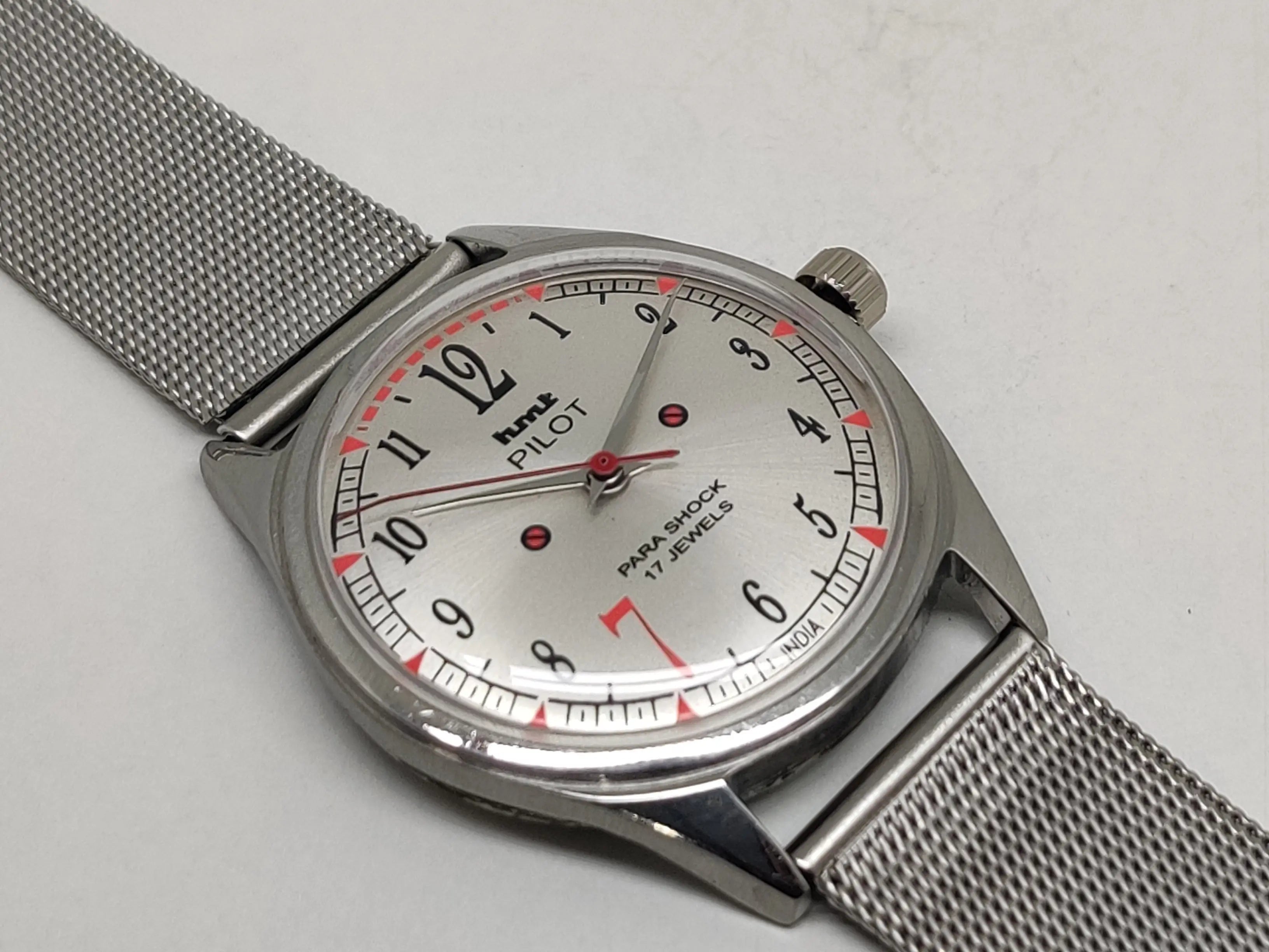 Hmt Pilot Mechanical Handwinding Movement stainless Steel Para Shock 17 Jewels Analog Dial Wrist Watch For Men National Watches