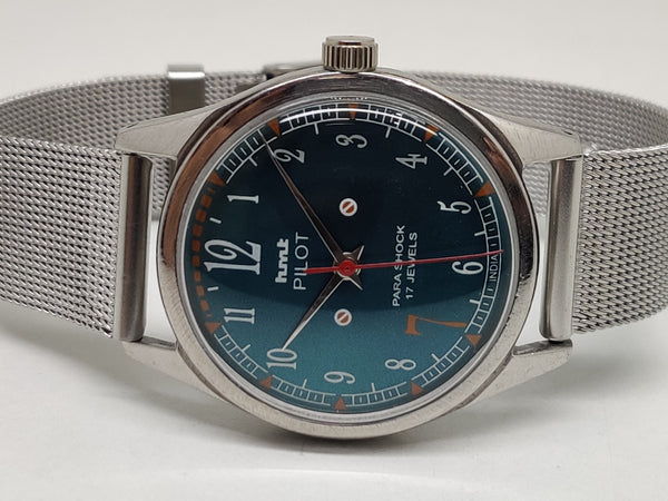 Hmt Pilot Mechanical Handwinding Movement stainless Steel Para Shock 17 Jewels Analog Dial Wrist Watch For Men