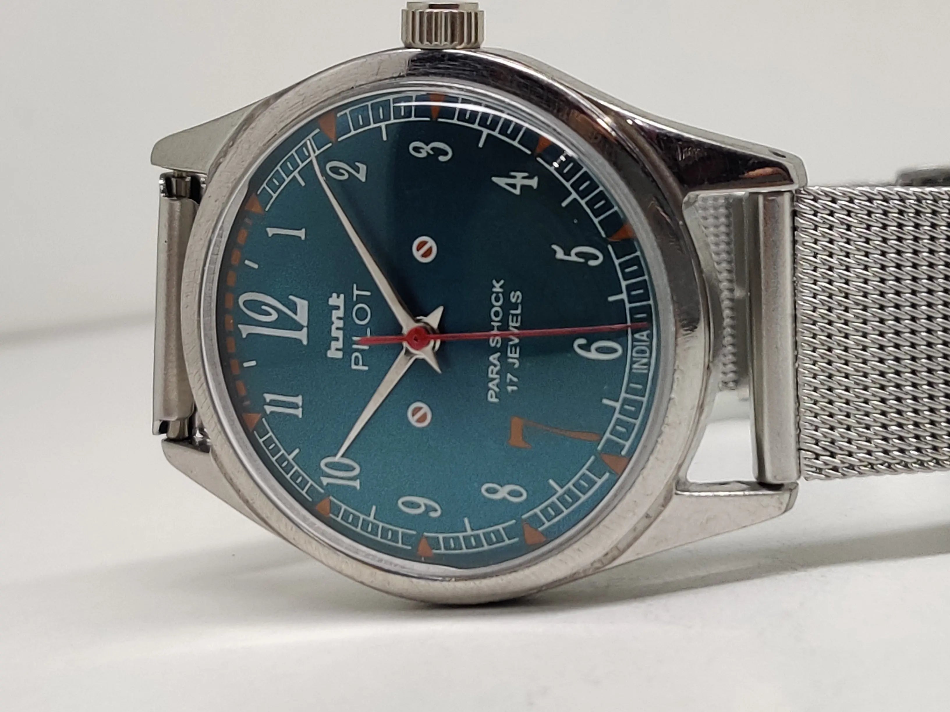 Hmt Pilot Mechanical Handwinding Movement stainless Steel Para Shock 17 Jewels Analog Dial Wrist Watch For Men National Watches