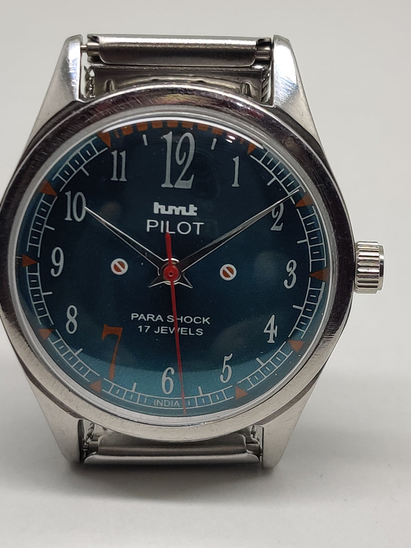 Hmt Pilot Mechanical Handwinding Movement stainless Steel Para Shock 17 Jewels Analog Dial Wrist Watch For Men