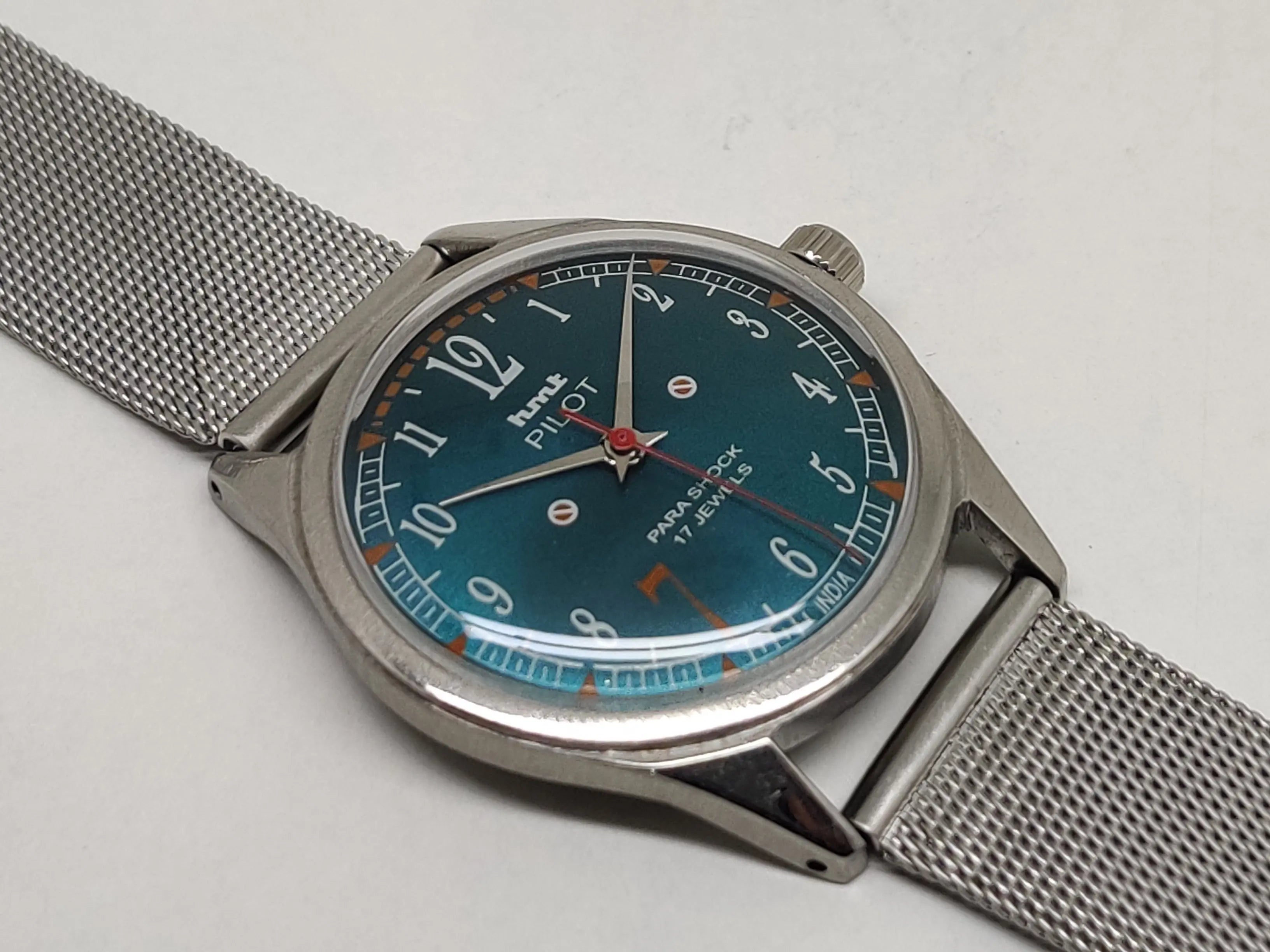 Hmt Pilot Mechanical Handwinding Movement stainless Steel Para Shock 17 Jewels Analog Dial Wrist Watch For Men National Watches