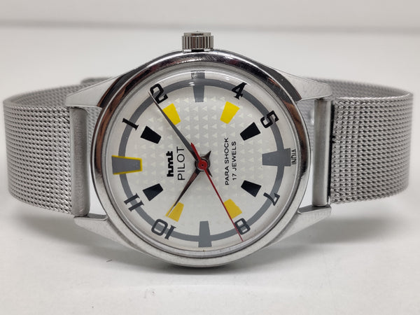 Hmt Pilot Mechanical Handwinding Movement stainless Steel Para Shock 17 Jewels Analog Dial Wrist Watch For Men
