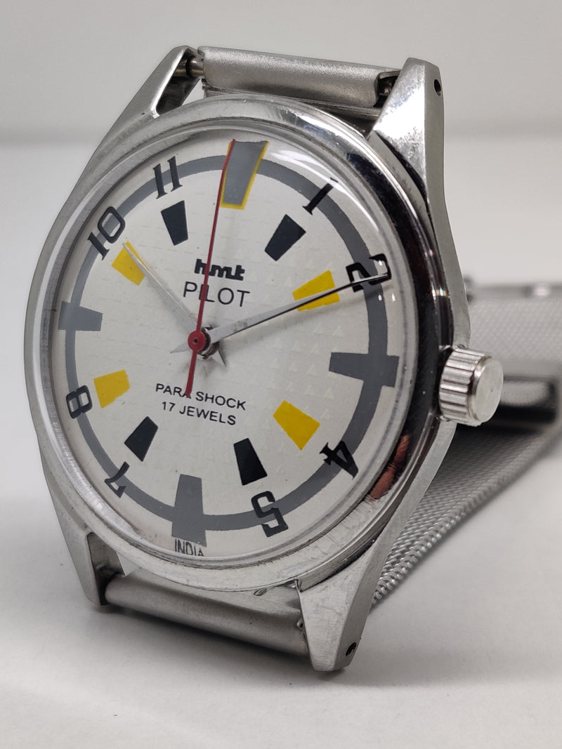 Hmt Pilot Mechanical Handwinding Movement stainless Steel Para Shock 17 Jewels Analog Dial Wrist Watch For Men
