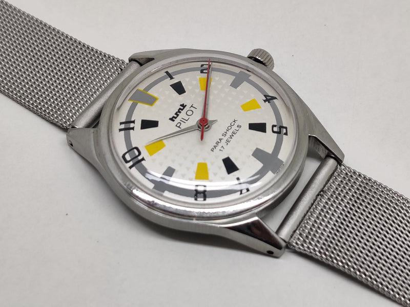 Hmt Pilot Mechanical Handwinding Movement stainless Steel Para Shock 17 Jewels Analog Dial Wrist Watch For Men