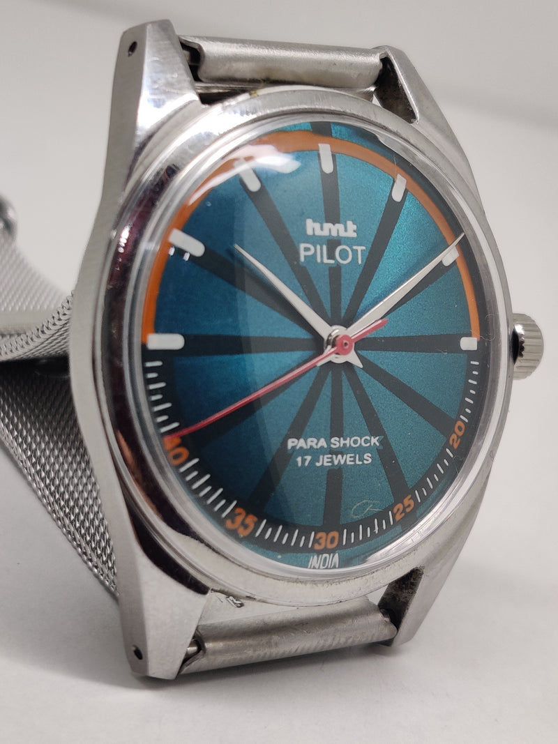 Hmt Pilot Mechanical Handwinding Movement stainless Steel Para Shock 17 Jewels Analog Dial Wrist Watch For Men