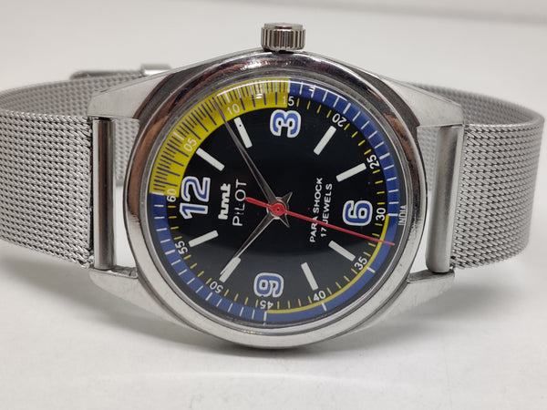 Hmt Pilot Mechanical Handwinding Movement stainless Steel Para Shock 17 Jewels Analog Dial Wrist Watch For Men