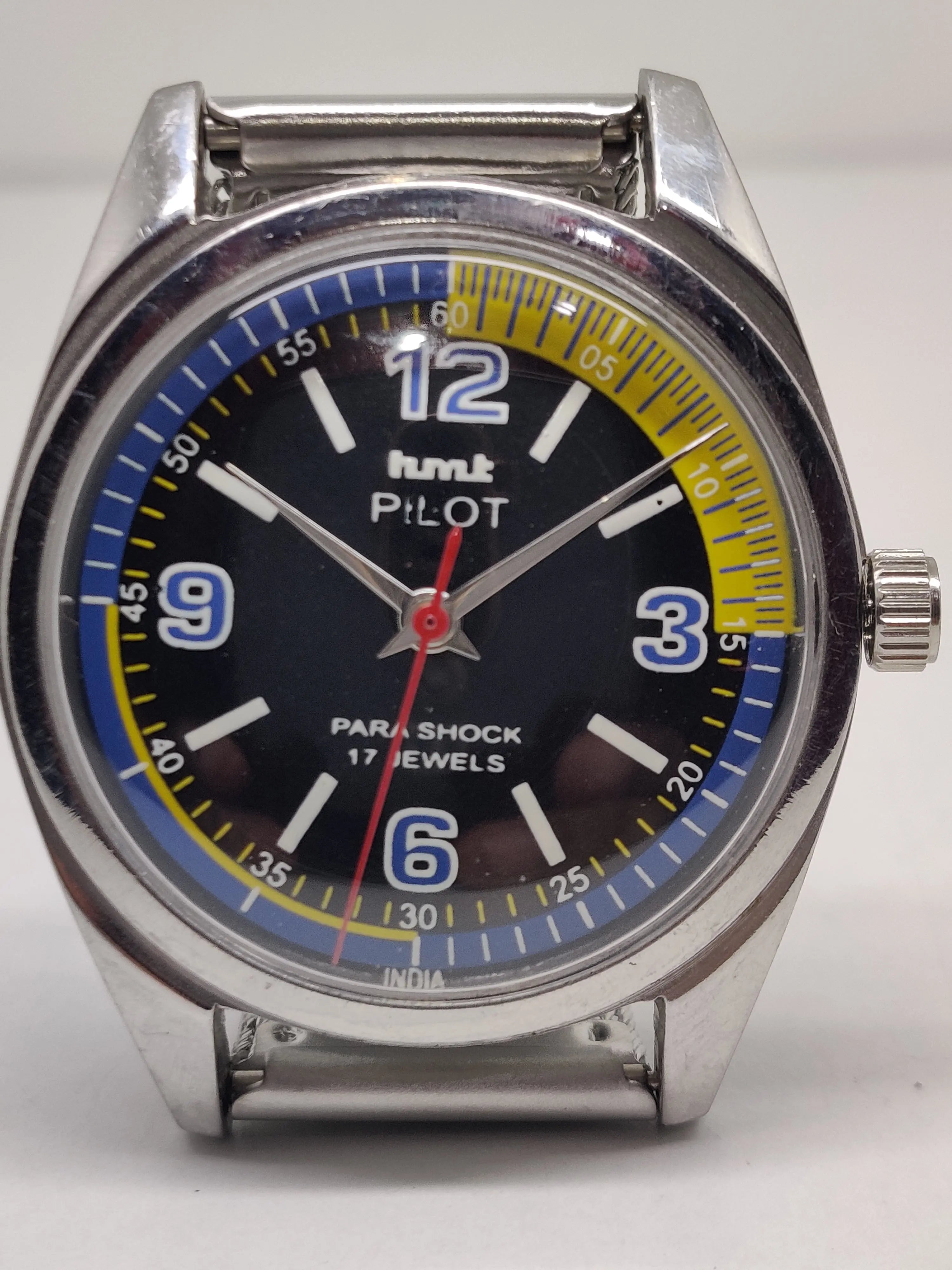 Hmt Pilot Mechanical Handwinding Movement stainless Steel Para Shock 17 Jewels Analog Dial Wrist Watch For Men National Watches
